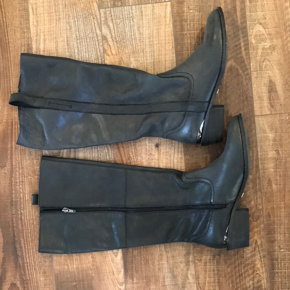Black leather tall boots from Nordstrom.